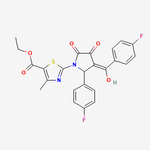 molecular formula C24H18F2N2O5S B11630440 ethyl 2-[3-(4-fluorobenzoyl)-2-(4-fluorophenyl)-4-hydroxy-5-oxo-2,5-dihydro-1H-pyrrol-1-yl]-4-methyl-1,3-thiazole-5-carboxylate 