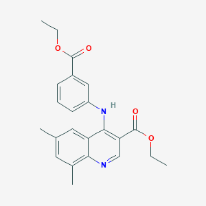 molecular formula C23H24N2O4 B11630531 Ethyl 4-{[3-(ethoxycarbonyl)phenyl]amino}-6,8-dimethylquinoline-3-carboxylate 