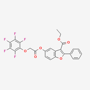 molecular formula C25H15F5O6 B11630539 Ethyl 5-{[(pentafluorophenoxy)acetyl]oxy}-2-phenyl-1-benzofuran-3-carboxylate 