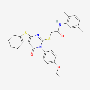 molecular formula C28H29N3O3S2 B11630544 N-(2,5-dimethylphenyl)-2-{[3-(4-ethoxyphenyl)-4-oxo-3,4,5,6,7,8-hexahydro[1]benzothieno[2,3-d]pyrimidin-2-yl]sulfanyl}acetamide 