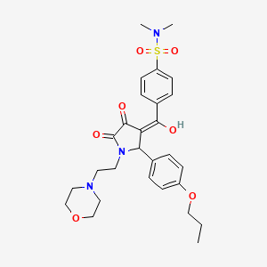 molecular formula C28H35N3O7S B11630587 4-({4-hydroxy-1-[2-(morpholin-4-yl)ethyl]-5-oxo-2-(4-propoxyphenyl)-2,5-dihydro-1H-pyrrol-3-yl}carbonyl)-N,N-dimethylbenzenesulfonamide 