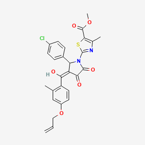 molecular formula C27H23ClN2O6S B11630710 methyl 2-[2-(4-chlorophenyl)-4-hydroxy-3-{[2-methyl-4-(prop-2-en-1-yloxy)phenyl]carbonyl}-5-oxo-2,5-dihydro-1H-pyrrol-1-yl]-4-methyl-1,3-thiazole-5-carboxylate 