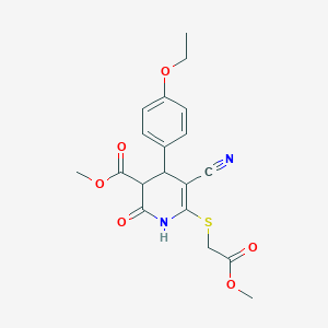 molecular formula C19H20N2O6S B11630833 Methyl 5-cyano-4-(4-ethoxyphenyl)-6-[(2-methoxy-2-oxoethyl)sulfanyl]-2-oxo-1,2,3,4-tetrahydropyridine-3-carboxylate 