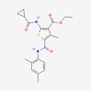 molecular formula C21H24N2O4S B11631017 Ethyl 2-[(cyclopropylcarbonyl)amino]-5-[(2,4-dimethylphenyl)carbamoyl]-4-methylthiophene-3-carboxylate 