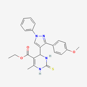 molecular formula C24H24N4O3S B11631228 ethyl 4-[3-(4-methoxyphenyl)-1-phenyl-1H-pyrazol-4-yl]-6-methyl-2-thioxo-1,2,3,4-tetrahydropyrimidine-5-carboxylate 
