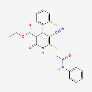 molecular formula C23H20ClN3O4S B11631286 Ethyl 4-(2-chlorophenyl)-5-cyano-2-hydroxy-6-{[2-oxo-2-(phenylamino)ethyl]sulfanyl}-3,4-dihydropyridine-3-carboxylate 