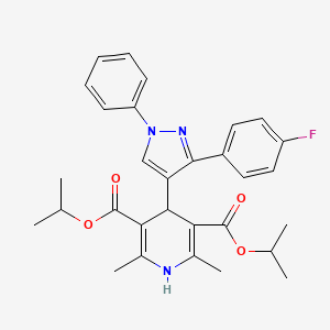 molecular formula C30H32FN3O4 B11631408 Diisopropyl 4-[3-(4-fluorophenyl)-1-phenyl-1H-pyrazol-4-YL]-2,6-dimethyl-1,4-dihydro-3,5-pyridinedicarboxylate 
