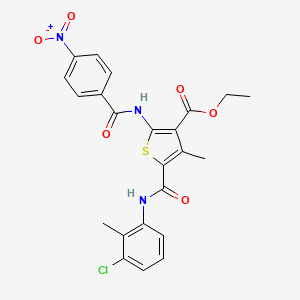 molecular formula C23H20ClN3O6S B11631529 Ethyl 5-[(3-chloro-2-methylphenyl)carbamoyl]-4-methyl-2-{[(4-nitrophenyl)carbonyl]amino}thiophene-3-carboxylate 
