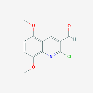 molecular formula C12H10ClNO3 B116316 2-Chloro-5,8-dimethoxyquinoline-3-carbaldehyde CAS No. 154343-51-8