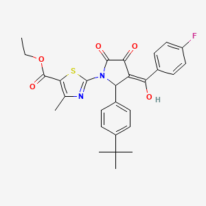 molecular formula C28H27FN2O5S B11631724 ethyl 2-{(3E)-2-(4-tert-butylphenyl)-3-[(4-fluorophenyl)(hydroxy)methylidene]-4,5-dioxopyrrolidin-1-yl}-4-methyl-1,3-thiazole-5-carboxylate 