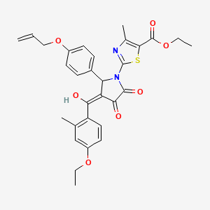 molecular formula C30H30N2O7S B11631790 ethyl 2-[2-[4-(allyloxy)phenyl]-3-(4-ethoxy-2-methylbenzoyl)-4-hydroxy-5-oxo-2,5-dihydro-1H-pyrrol-1-yl]-4-methyl-1,3-thiazole-5-carboxylate 