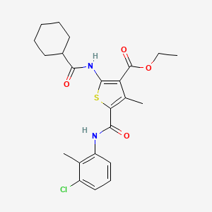 molecular formula C23H27ClN2O4S B11631900 Ethyl 5-[(3-chloro-2-methylphenyl)carbamoyl]-2-[(cyclohexylcarbonyl)amino]-4-methylthiophene-3-carboxylate 