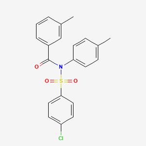 molecular formula C21H18ClNO3S B11631923 N-[(4-chlorophenyl)sulfonyl]-3-methyl-N-(4-methylphenyl)benzamide 