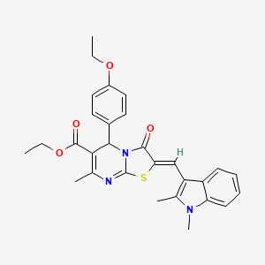 molecular formula C29H29N3O4S B11632247 ethyl (2Z)-2-[(1,2-dimethyl-1H-indol-3-yl)methylidene]-5-(4-ethoxyphenyl)-7-methyl-3-oxo-2,3-dihydro-5H-[1,3]thiazolo[3,2-a]pyrimidine-6-carboxylate 