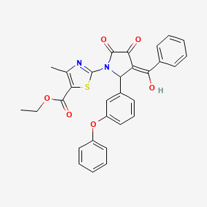 molecular formula C30H24N2O6S B11632354 ethyl 2-[3-benzoyl-4-hydroxy-5-oxo-2-(3-phenoxyphenyl)-2,5-dihydro-1H-pyrrol-1-yl]-4-methyl-1,3-thiazole-5-carboxylate 