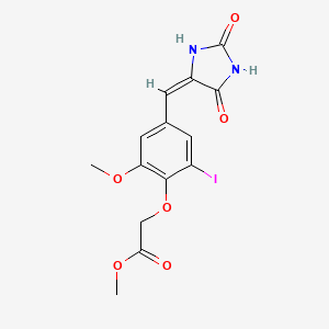 molecular formula C14H13IN2O6 B11632415 methyl {4-[(E)-(2,5-dioxoimidazolidin-4-ylidene)methyl]-2-iodo-6-methoxyphenoxy}acetate 