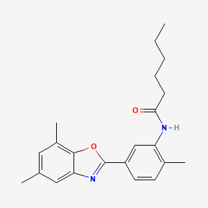 molecular formula C22H26N2O2 B11632419 N-[5-(5,7-dimethyl-1,3-benzoxazol-2-yl)-2-methylphenyl]hexanamide 