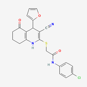 molecular formula C22H18ClN3O3S B11632427 N-(4-chlorophenyl)-2-{[3-cyano-4-(furan-2-yl)-5-oxo-1,4,5,6,7,8-hexahydroquinolin-2-yl]sulfanyl}acetamide 