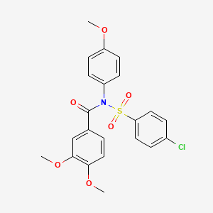 molecular formula C22H20ClNO6S B11632432 N-[(4-chlorophenyl)sulfonyl]-3,4-dimethoxy-N-(4-methoxyphenyl)benzamide 