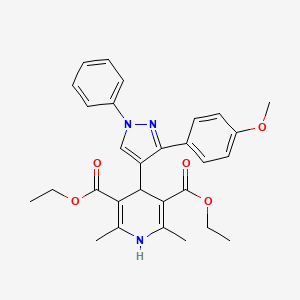 molecular formula C29H31N3O5 B11632444 Diethyl 4-[3-(4-methoxyphenyl)-1-phenyl-pyrazol-4-yl]-2,6-dimethyl-1,4-dihydropyridine-3,5-dicarboxylate 