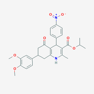 molecular formula C28H30N2O7 B11632465 Propan-2-yl 7-(3,4-dimethoxyphenyl)-2-methyl-4-(4-nitrophenyl)-5-oxo-1,4,5,6,7,8-hexahydroquinoline-3-carboxylate 