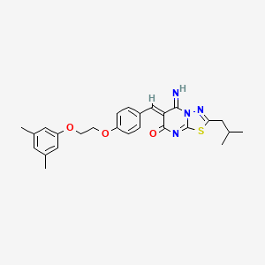 molecular formula C26H28N4O3S B11632499 (6Z)-6-{4-[2-(3,5-dimethylphenoxy)ethoxy]benzylidene}-5-imino-2-(2-methylpropyl)-5,6-dihydro-7H-[1,3,4]thiadiazolo[3,2-a]pyrimidin-7-one 