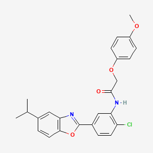 molecular formula C25H23ClN2O4 B11632505 N-{2-chloro-5-[5-(propan-2-yl)-1,3-benzoxazol-2-yl]phenyl}-2-(4-methoxyphenoxy)acetamide 