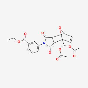 molecular formula C22H21NO9 B11632538 ethyl 3-{4-[bis(acetyloxy)methyl]-1,3-dioxo-1,3,3a,4,7,7a-hexahydro-2H-4,7-epoxyisoindol-2-yl}benzoate 