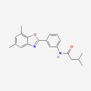 molecular formula C20H22N2O2 B11632550 N-[3-(5,7-dimethyl-1,3-benzoxazol-2-yl)phenyl]-3-methylbutanamide 
