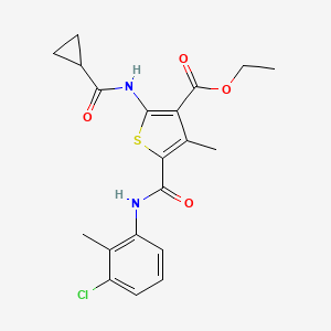 molecular formula C20H21ClN2O4S B11632564 Ethyl 5-[(3-chloro-2-methylphenyl)carbamoyl]-2-[(cyclopropylcarbonyl)amino]-4-methylthiophene-3-carboxylate 
