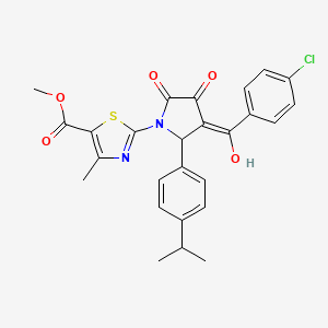 molecular formula C26H23ClN2O5S B11632595 methyl 2-{(3E)-3-[(4-chlorophenyl)(hydroxy)methylidene]-4,5-dioxo-2-[4-(propan-2-yl)phenyl]pyrrolidin-1-yl}-4-methyl-1,3-thiazole-5-carboxylate 