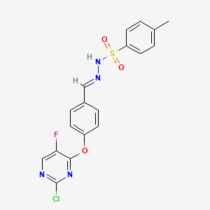 molecular formula C18H14ClFN4O3S B11632660 N'-[(E)-{4-[(2-chloro-5-fluoropyrimidin-4-yl)oxy]phenyl}methylidene]-4-methylbenzenesulfonohydrazide 