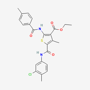 molecular formula C24H23ClN2O4S B11632669 Ethyl 5-[(3-chloro-4-methylphenyl)carbamoyl]-4-methyl-2-{[(4-methylphenyl)carbonyl]amino}thiophene-3-carboxylate 