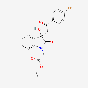 molecular formula C20H18BrNO5 B11632715 ethyl {3-[2-(4-bromophenyl)-2-oxoethyl]-3-hydroxy-2-oxo-2,3-dihydro-1H-indol-1-yl}acetate 