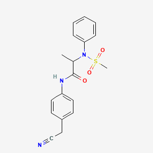 molecular formula C18H19N3O3S B11632722 N-[4-(Cyanomethyl)phenyl]-2-(N-phenylmethanesulfonamido)propanamide 
