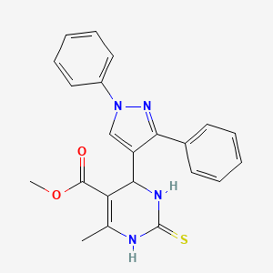 molecular formula C22H20N4O2S B11632740 methyl 4-(1,3-diphenyl-1H-pyrazol-4-yl)-6-methyl-2-thioxo-1,2,3,4-tetrahydropyrimidine-5-carboxylate 