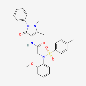 molecular formula C27H28N4O5S B11632771 N~1~-(1,5-dimethyl-3-oxo-2-phenyl-2,3-dihydro-1H-pyrazol-4-yl)-N~2~-(2-methoxyphenyl)-N~2~-[(4-methylphenyl)sulfonyl]glycinamide 