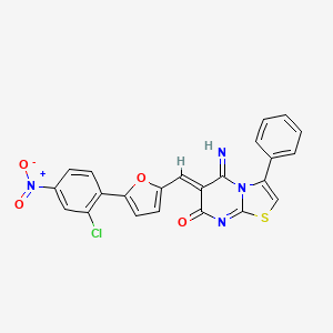 molecular formula C23H13ClN4O4S B11632790 (6Z)-6-{[5-(2-chloro-4-nitrophenyl)furan-2-yl]methylidene}-5-imino-3-phenyl-5,6-dihydro-7H-[1,3]thiazolo[3,2-a]pyrimidin-7-one 