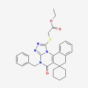 molecular formula C29H30N4O3S B11632802 ethyl [(4-benzyl-5-oxo-5,7-dihydro-4H-spiro[benzo[h][1,2,4]triazolo[4,3-a]quinazoline-6,1'-cyclohexan]-1-yl)sulfanyl]acetate 