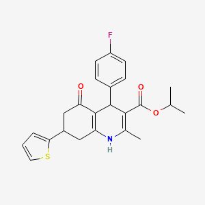 molecular formula C24H24FNO3S B11632820 Propan-2-yl 4-(4-fluorophenyl)-2-methyl-5-oxo-7-(thiophen-2-yl)-1,4,5,6,7,8-hexahydroquinoline-3-carboxylate 