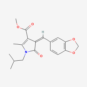 molecular formula C19H21NO5 B11632845 methyl (4Z)-4-(1,3-benzodioxol-5-ylmethylidene)-2-methyl-1-(2-methylpropyl)-5-oxo-4,5-dihydro-1H-pyrrole-3-carboxylate 