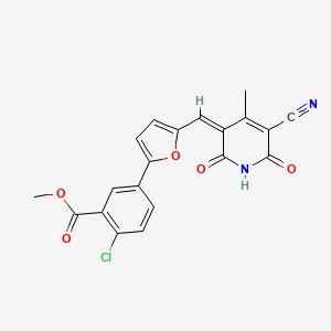molecular formula C20H13ClN2O5 B11632862 methyl 2-chloro-5-{5-[(Z)-(5-cyano-2-hydroxy-4-methyl-6-oxopyridin-3(6H)-ylidene)methyl]furan-2-yl}benzoate 