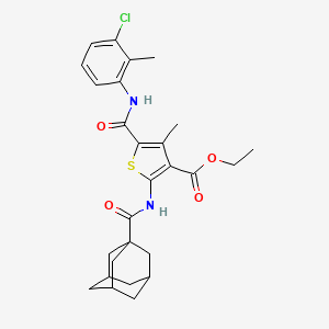 molecular formula C27H31ClN2O4S B11632882 Ethyl 2-(adamantane-1-amido)-5-[(3-chloro-2-methylphenyl)carbamoyl]-4-methylthiophene-3-carboxylate 