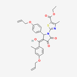 molecular formula C31H30N2O7S B11632886 ethyl 2-(3-hydroxy-4-{[2-methyl-4-(prop-2-en-1-yloxy)phenyl]carbonyl}-2-oxo-5-[4-(prop-2-en-1-yloxy)phenyl]-2,5-dihydro-1H-pyrrol-1-yl)-4-methyl-1,3-thiazole-5-carboxylate 