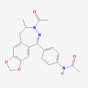 molecular formula C21H21N3O4 B116329 1-(4-Acetylaminophenyl)-3-acetyl-4-methyl-7,8-methylenedioxy-3,4-dihydro-5H-2,3-benzodiazepine CAS No. 143692-53-9