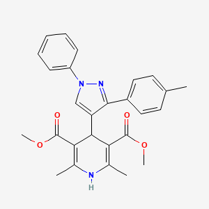 molecular formula C27H27N3O4 B11632924 dimethyl 2,6-dimethyl-4-[3-(4-methylphenyl)-1-phenyl-1H-pyrazol-4-yl]-1,4-dihydropyridine-3,5-dicarboxylate 