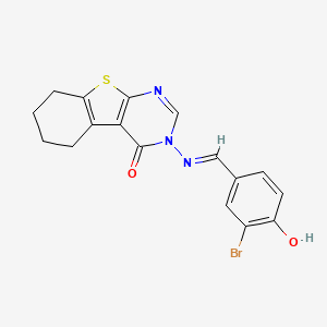 molecular formula C17H14BrN3O2S B11632933 3-{[(E)-(3-bromo-4-hydroxyphenyl)methylidene]amino}-5,6,7,8-tetrahydro[1]benzothieno[2,3-d]pyrimidin-4(3H)-one 