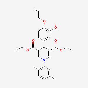 molecular formula C29H35NO6 B11632970 Diethyl 1-(2,5-dimethylphenyl)-4-(3-methoxy-4-propoxyphenyl)-1,4-dihydropyridine-3,5-dicarboxylate 