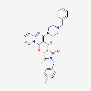 molecular formula C31H29N5O2S2 B11632972 2-(4-benzylpiperazin-1-yl)-3-{(Z)-[3-(4-methylbenzyl)-4-oxo-2-thioxo-1,3-thiazolidin-5-ylidene]methyl}-4H-pyrido[1,2-a]pyrimidin-4-one 