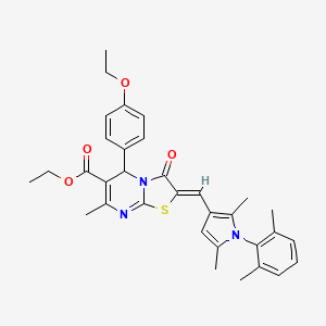 molecular formula C33H35N3O4S B11632973 ethyl (2Z)-2-{[1-(2,6-dimethylphenyl)-2,5-dimethyl-1H-pyrrol-3-yl]methylidene}-5-(4-ethoxyphenyl)-7-methyl-3-oxo-2,3-dihydro-5H-[1,3]thiazolo[3,2-a]pyrimidine-6-carboxylate 
